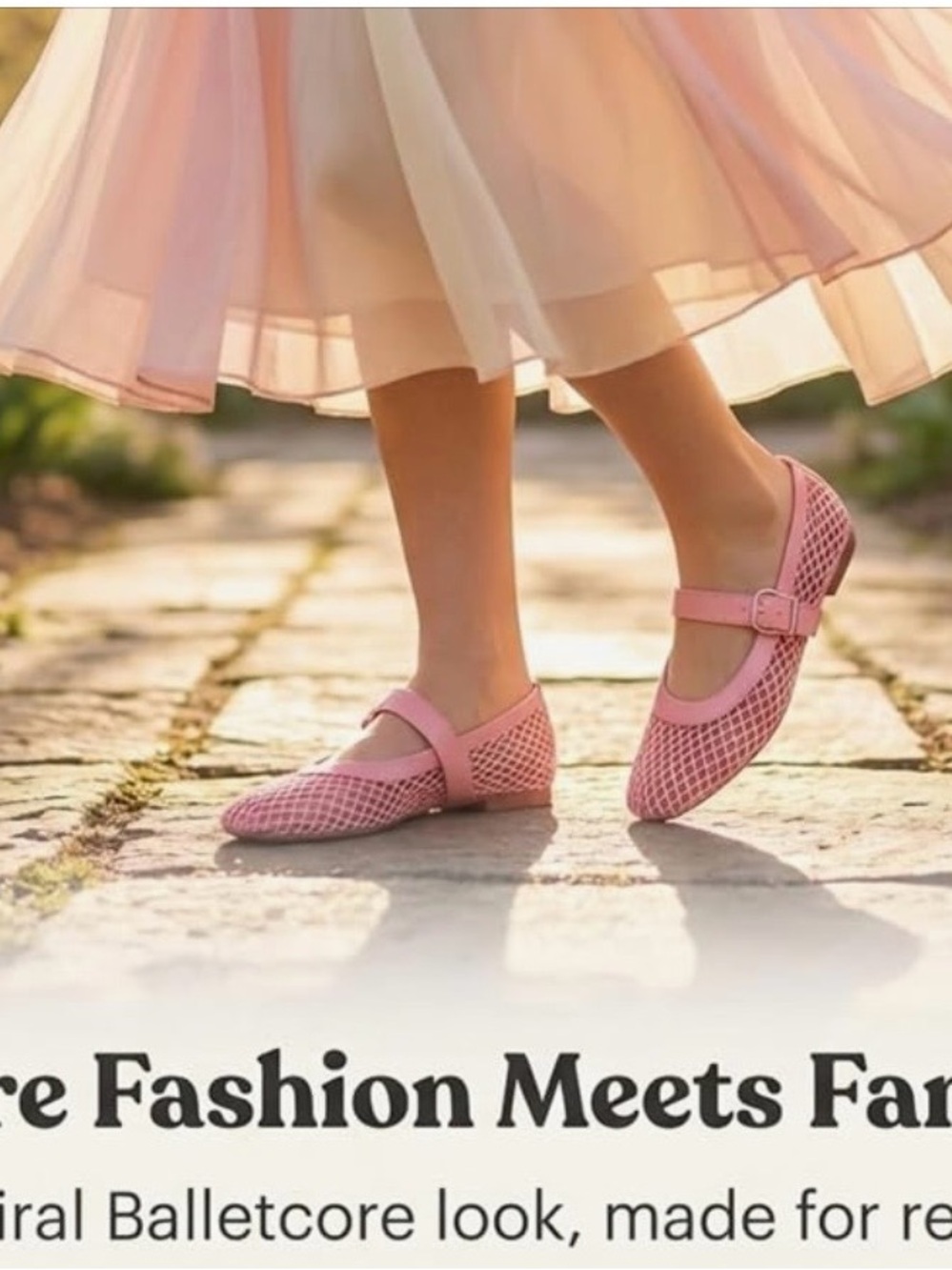 Mary Jane Pink Mesh Ballet Flats for Women